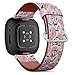 CJBROES Replacement Leather Watch Band, Compatible with Fitbit Versa 3 and Fitbit Sense of Wristband Bracelet Accessory - Ethnic-Flowers