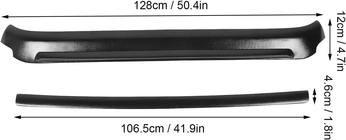 Diagram showing dimensions of the hood and tailgate deflectors