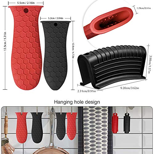 8 Pack Silicone Hot Handle Holder, Non-Slip Silicone Pot Holder Sleeve, Cast Iron Handle Covers, Assist Handle Holders Set, Heat Resistant Potholder Cookware Handle Cast Iron Skillet Handle Covers #TOP2