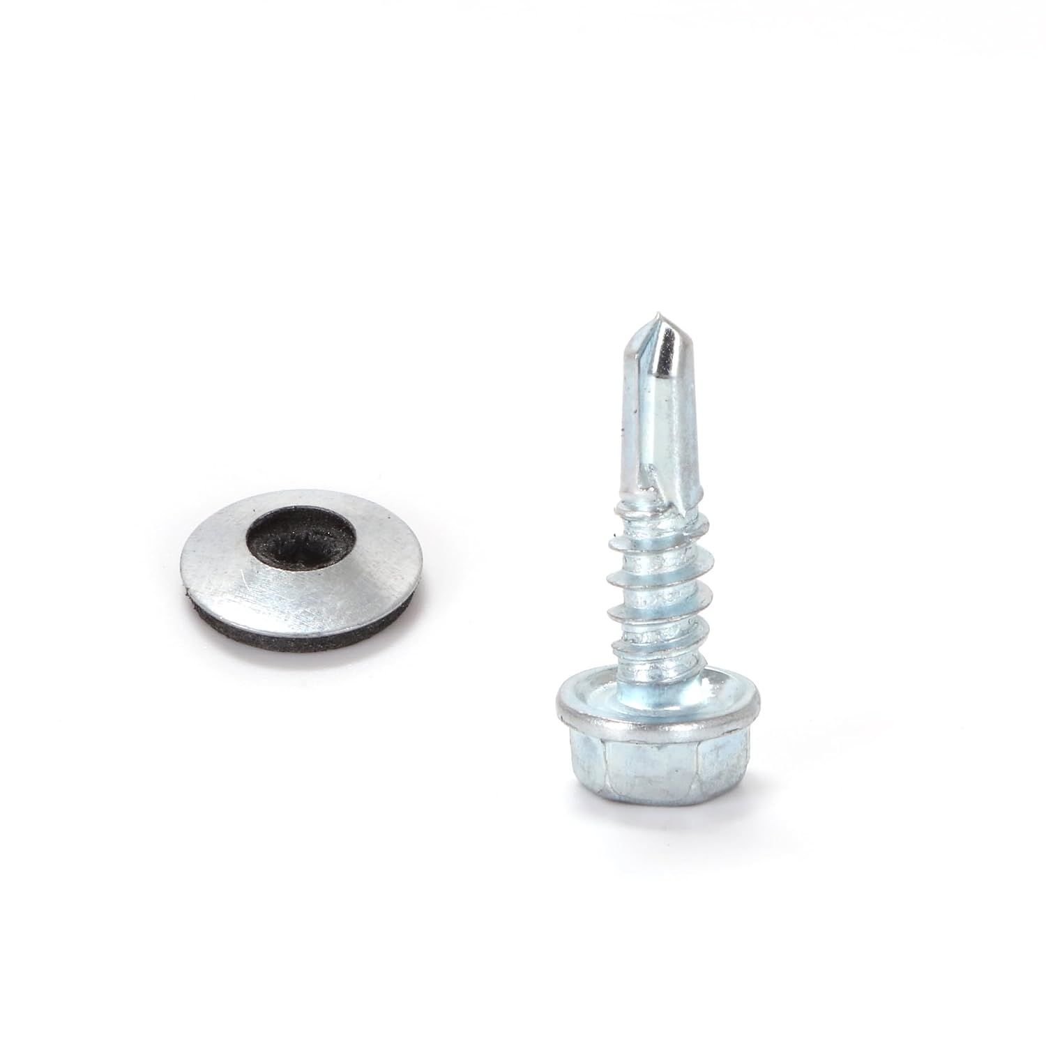 【90Pcs】#12 x 3/4" Hex Head Self-Drilling Metal Screws with EPDM Washer - Zinc Plated Steel Roofing Screws for Metal, Siding - No Pre-Drilling Needed