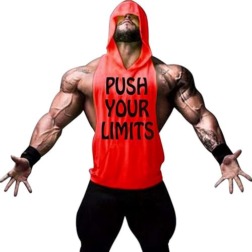 YeeHoo Men's Workout Hooded Tank Tops Bodybuilding Muscle Shirt Sleeveless Gym Training Hoodies