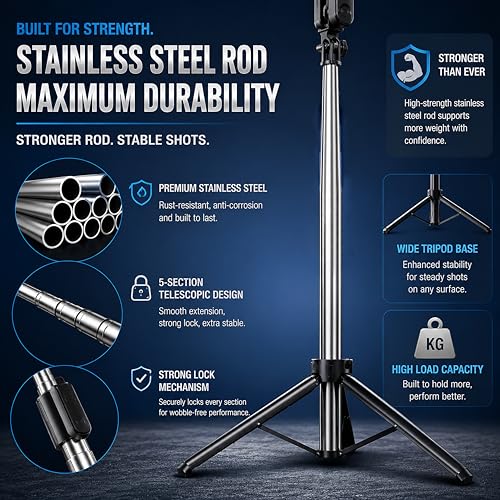 Image of CIRYCASE Phone Tripod, Flexible Tabletop & Travel Tripods with Wireless Remote, 360 Rotating Portable (Selfie Handle Grip)