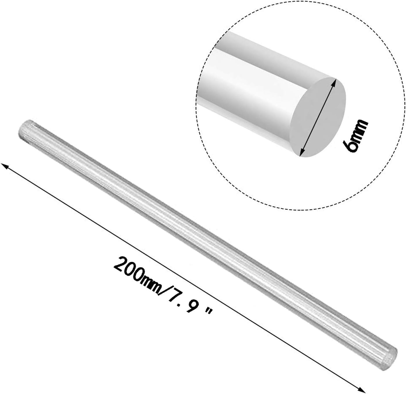 Przezroczyste, plastikowe patyczki do gry w bary o średnicy 2 mm-8 mm i długości 7,9 cala, 5 szt(6mm*0.2m)