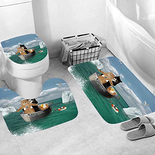 Juego de 3 alfombrillas de baño de animales de espuma viscoelástica antideslizantes con diseño de niña afro antimoho, lavable, en forma de U, cubierta de tapa de inodoro (A4)