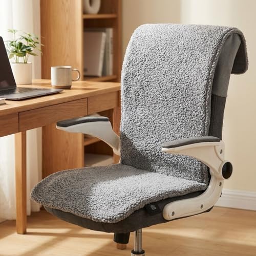 ideoon Beheizbares Sitzkissen mit Rückenteil Akku: Mobile Sitzkissen für Zuhause Auto & Büro 3 Stufen Wärme ergonomische Sitzauflage 45 x 135 cm
