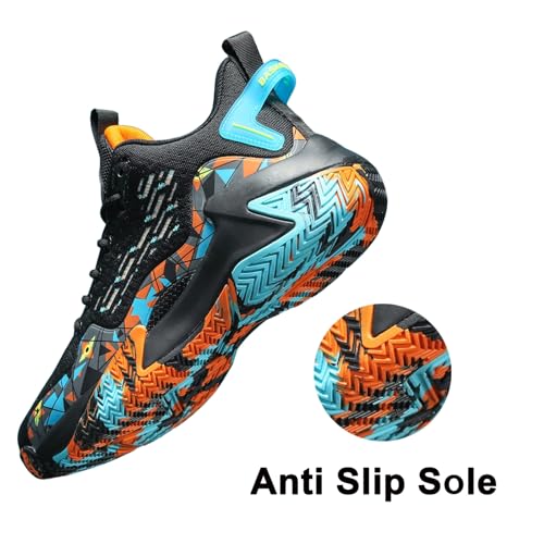 Image of SANEARDE Mens Basketball Shoes High Top Breathable Non Slip Outdoor Sneakers Cushioning Workout Shoes for Fitness