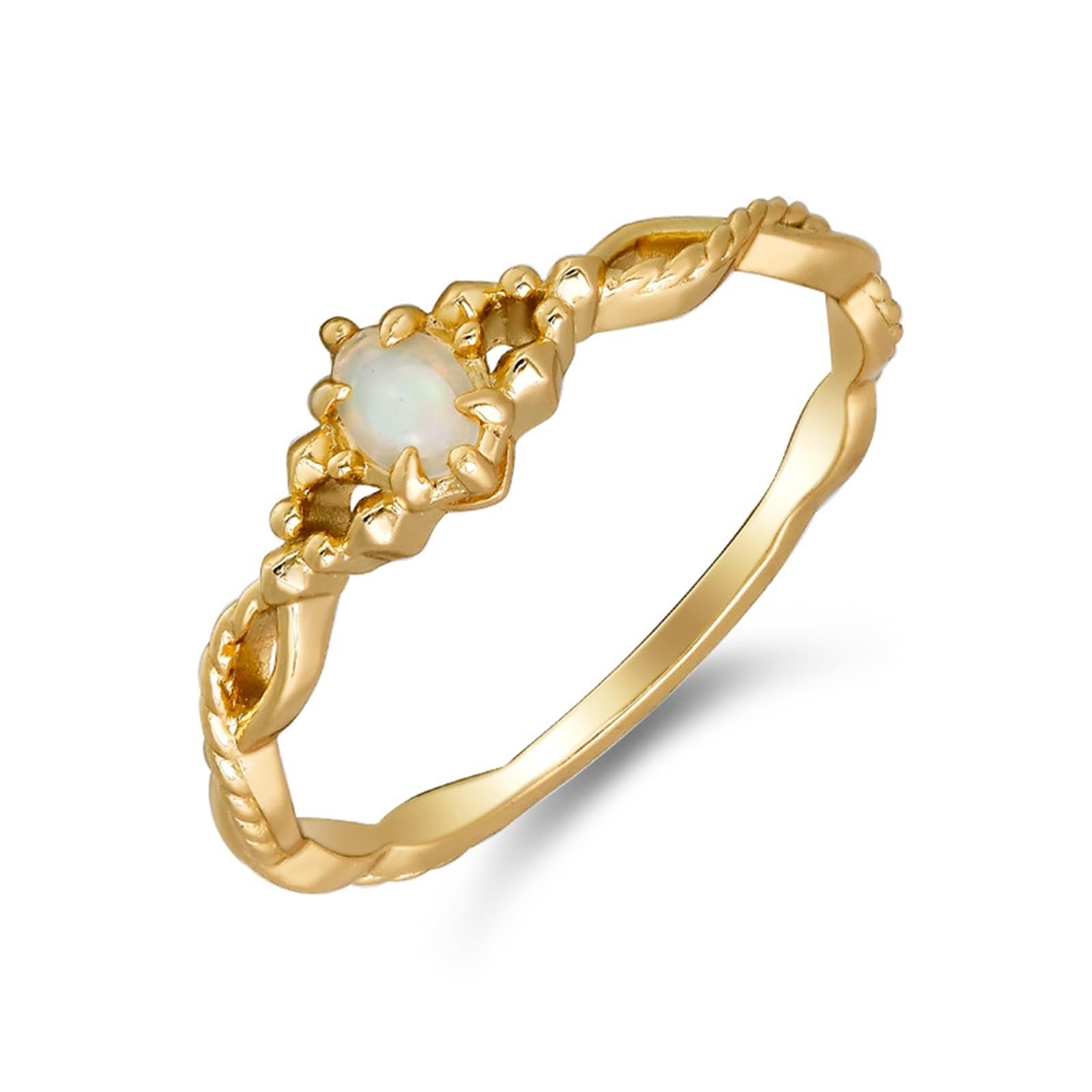 Anelli per partner Au 375/585/750 in vero oro con opale ovale colorato, forma vintage delicata