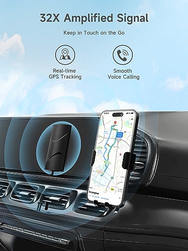 Image of Vehicle Cell Phone Signal Booster for Car, SUV and Truck | Boosts 5G 4G LTE Data & Volte on Band 12 /13 /17 | Omni-Directional Roof Antenna Easy Installation | FCC Approved (Black)