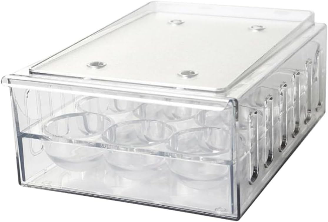 Alipis Transparent Egg Storage Organizer Bin with Ventilation Dual-layer Refrigerator Drawer for Eggs Breathable Spacious Design for Kitchen Fridge Use