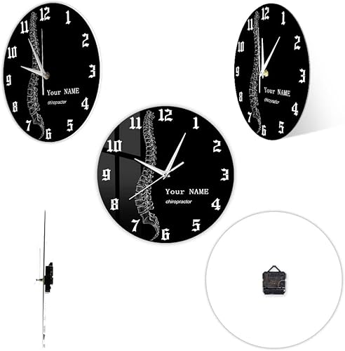 Miniatura 7 de Timethink Reloj de pared personalizado de diagnóstico de columna vertebral de 12 pulgadas, símbolo de terapia, quiropráctico, quiropráctico,