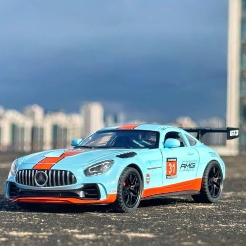 Image of Die-Cast Car Model 1:32 Scale AMG GT3 | Alloy Metal Car with Openable Doors, Hood & Trunk | LED Headlight & Taillight with Sound | Pull Back & Go Toy for Kids & Collectors