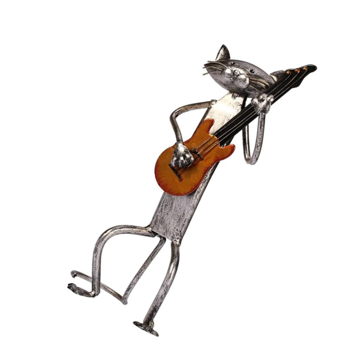 Ornement Chat en Fer Forgé Argenté pour Décoration de Bureau