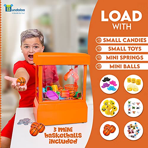 Bundaloo Slam Dunk Claw Machine - Miniature Candy Grabber For Kids With 3 Small Basketballs, 30 Reusable Tokens - Electronic Prize Dispenser Toy With Arcade Music - Party Game For Children #TOP3