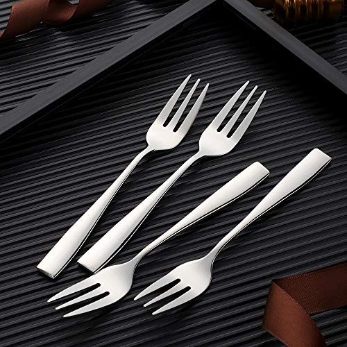 SUNSHENGEUR Tea Forks, Stainless Steel Set of 12, Autograph Pattern Kitchen Accessory Wedding Party for Salad Appetizer - Image 4
