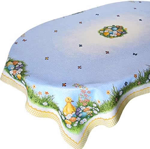 Tablecloth Easter Swan Tapestry Golden Thread Eggs Flowers Table Linens for Square or Rectangle Table Fabric Multicolor Table Cloth (54in X 102in)