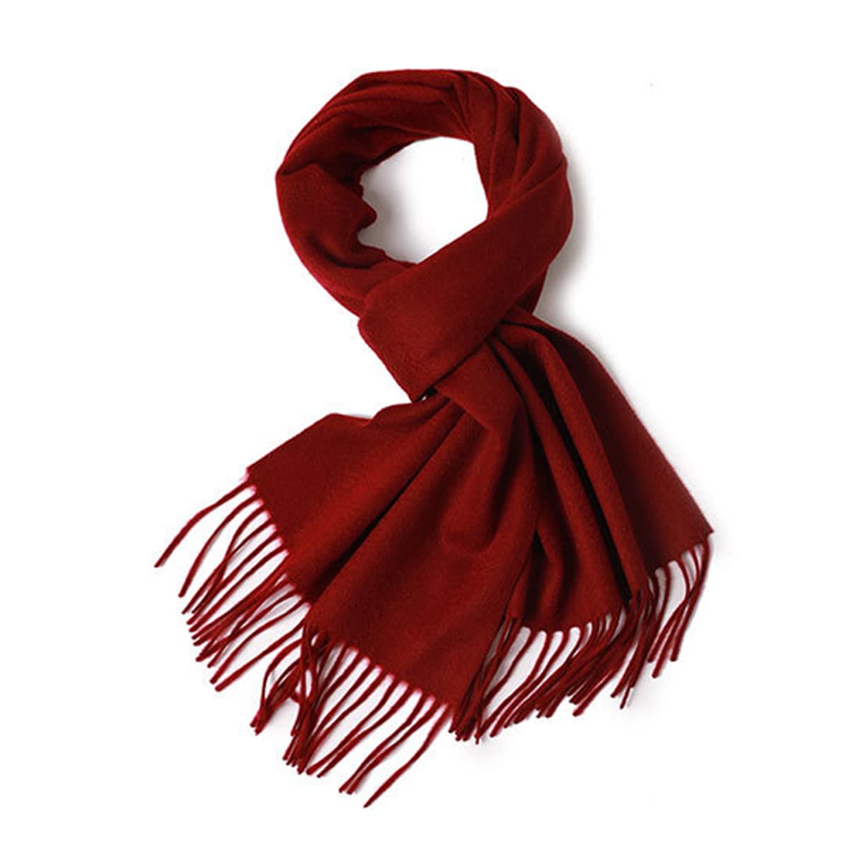 YUONNY 100% Cachemira Bufanda Larga con Flecos para Hombre Mujer, Super Suave Cálido Pañuelo Borla, Unisex Otoño Inverno Bufanda Elegante de Color Sólido para Amantes, Regalo Invierno Burgundy F