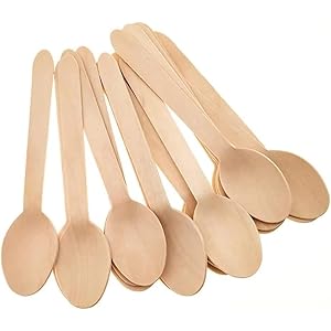 100% Compostable Spoons- 100 count (6 inches) ECOCLEAN Biodegradable Spoons, Disposable Spoons, Compostable Utensils Dessert Spoons for Kitchen, Party, Event