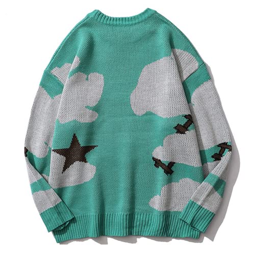 Latahuo Long Sleeve Crewneck Anime Rapper Knit Sweater Harajuku Hip Hop Rap Vintage Knitted Sweater Streetwear(Black, Small) #TOP3