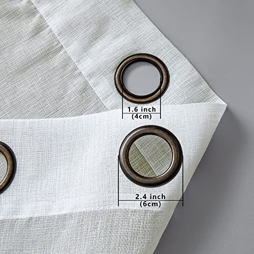 Ivory Off White Boho Farmhouse Sheer Window Curtains For Living Room 2 Panels Set Oil Rubbed Bronze Grommet Privacy Light Filtering Semi Sheer Window Coverings Drapes,84 Inch Length,Cream Colored #TOP2