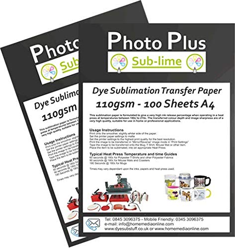 110gsm A4 Single Side Dye Sublimation Transfer Paper - 200 Sheets.