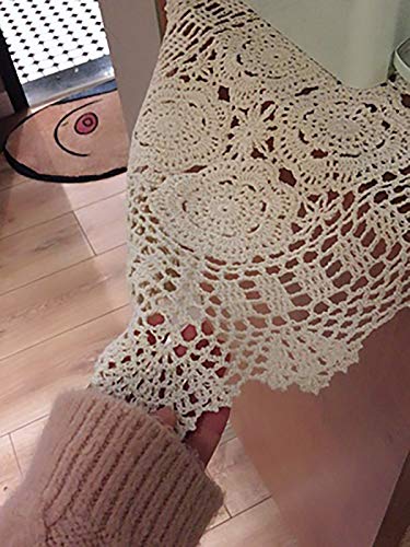 Hetao 15X35 100% Cotton Handmade Crochet Lace Table Runners Oblong Tablecloth Doilies Doily,Beige #TOP5