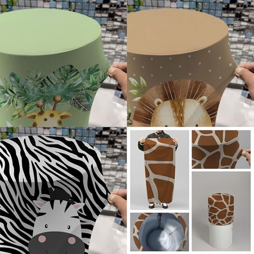 Cartoon Animals Theme Cylinder Display Pedestal Covers, Set of 3,Lion, Zebra, Giraffe, Spandex Tablecloth for Party Events (HP-2386-88-89,Large-Set of 3) by NIVIUS PHOTO - Image 3