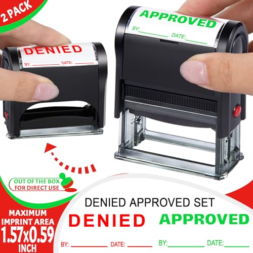 Bertiveny Self Inking Approved and Denied Stamps Set Office Self Inking Approved Denied by Stamp with Date for Business Supplies Approve Stamp Denied Stamps with Date and Signature by Bertiveny - Image 2