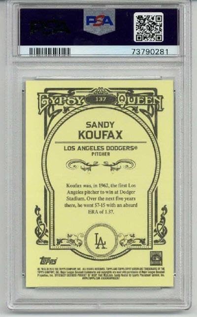 2013 Topps Gypsy Queen #137 Sandy Koufax Card Los Angeles Dodgers Psa 10 Low Pop - Baseball Cards