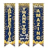 3PCS Blue Gold We Appreciate You Decoration Banner Thank You for All You Do Banner You Are Amazing Backdrop for Father's Day Teacher Employee Staff Nurse Poaster Volunteer Appreciation Party Supplies