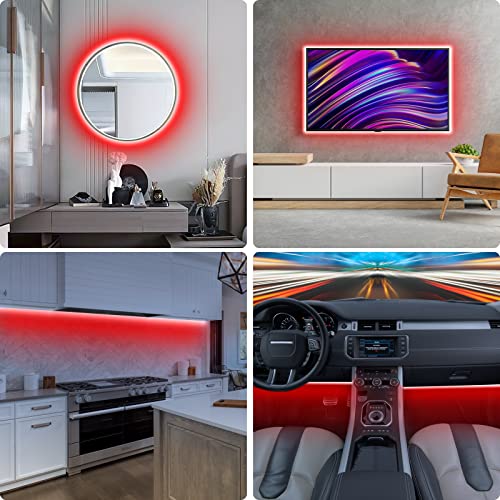 Drvenpt Led Strip Lights,16.4Ft Dimmable Led Strips With Remote Control,300 Leds Cuttable Waterproof Rope Lights For Home,Kitchen,Party(Not Include Power Adapter) (Red) #TOP5