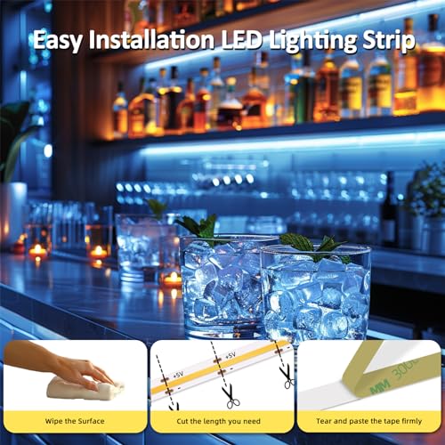 Tira de LED Ice Blue COB 320 LEDs Flexible 3.28 ft Paquete x4 miniatura 5