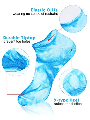 Satinior 6 Pairs Tie Dye Socks Colorful Tie Dye Low Cut Socks No Show Socks Tie-Dye Invisible Socks For Women Men Teens Kids, Yellow, Green, Rose Red, Orange, Blue And Purple, One Size #TOP1