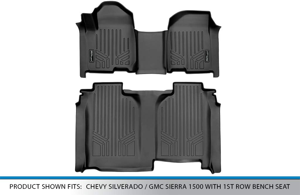 SMARTLINER Floor Mats Set (Both Rows 1pc) Compatible with 2019-2025 Chevrolet Silverado 1500
