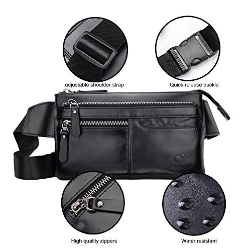 Bison Denim Leather Waist Pack Fanny Pack Hip Purse Travel Hiking Bum Bag Belt Bag For Men Women #TOP1