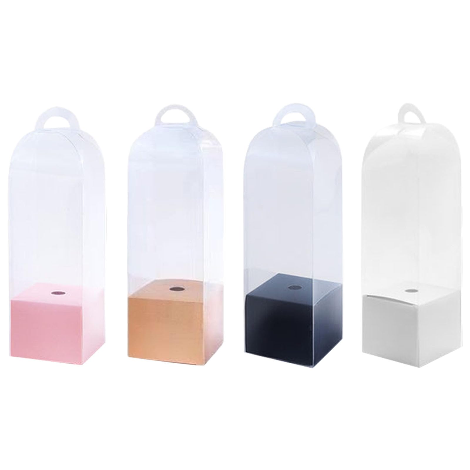 10 pezzi portatile in PVC singolo Rose Flower Box Floral Display Case con maniglie per fiori secchi e decorazioni per feste scatola di nozze con manico
