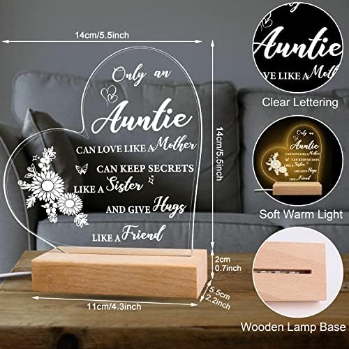 Merclix Auntie Night Light Auntie Gifts from Niece and Nephew Gifts for Auntie Birthday Christmas Thanksgiving Auntie Mothers Day Gifts Aunty Gifts for Women Auntie Birthday Gifts for Her