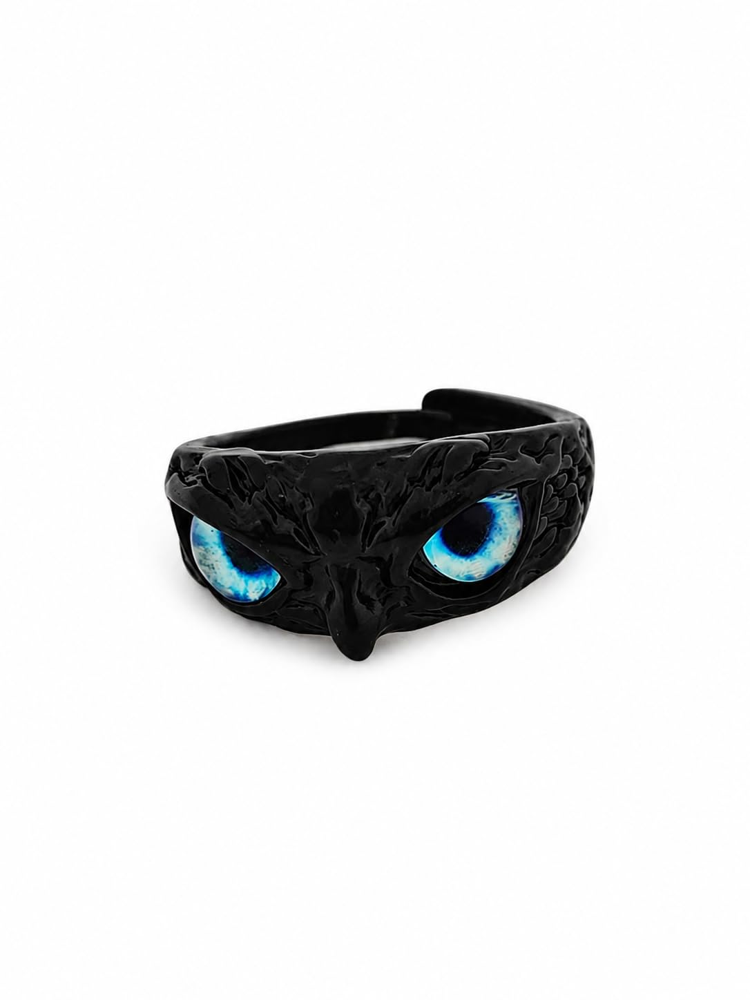 nice life collections Black Owl Face Ring with Blue Eyes, Adjustable, Gothic Style, Unisex Fashion Jewellery Pack of 1-picture-39