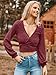 ZAFUL Women's Pullover Ribbed Batwing Lantern Sleeve Knitwear Knitted Crop Top Solid Round Neck Long Sleeve T-Shirt