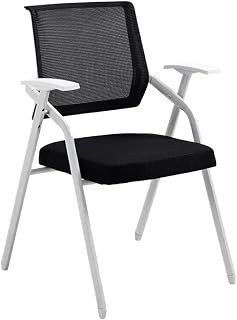 Sillas de Oficina Plegables con reposabrazos y Escritorio Incorporado, apilables, para recepción, conferencias, aulas Escolares y Salas de formación (Negras, sin Pizarra).