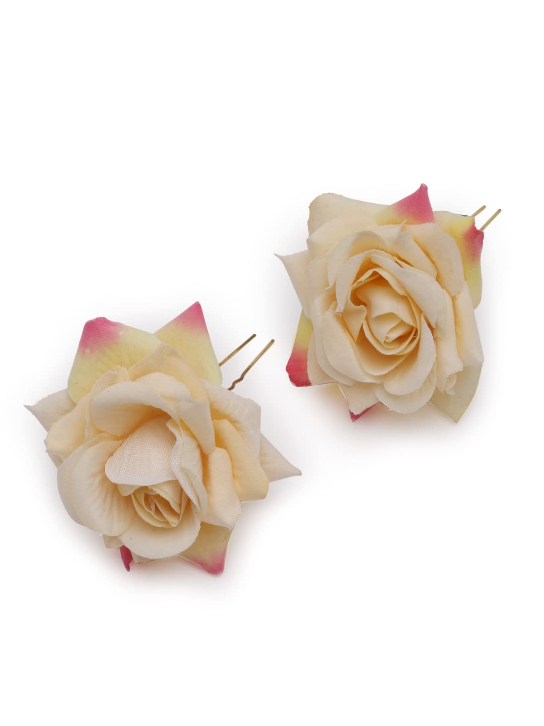 Vogue Hair Accessories Light Weight Rose Flower Bun Maker Juda Pins Hair Accessories (Off-White-2) - Image 4 thumbnail