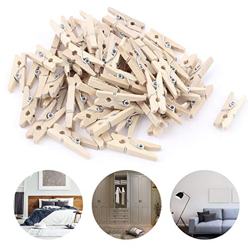 Image of uxcell Wooden DIY Craft Photo Picture Paper Note Clamp Hanger Clip 25mm x 3mm 60 Pcs