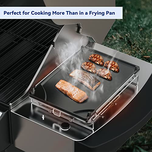 Skyflame Universal Cast Iron Griddle, Flat Top Gas Grill Griddle Pan With Removable Rack And Raised Lip Edges, Fit For Most Gas Grill With Side Burner And Other Grills, Size 14.5" X 10" #TOP6