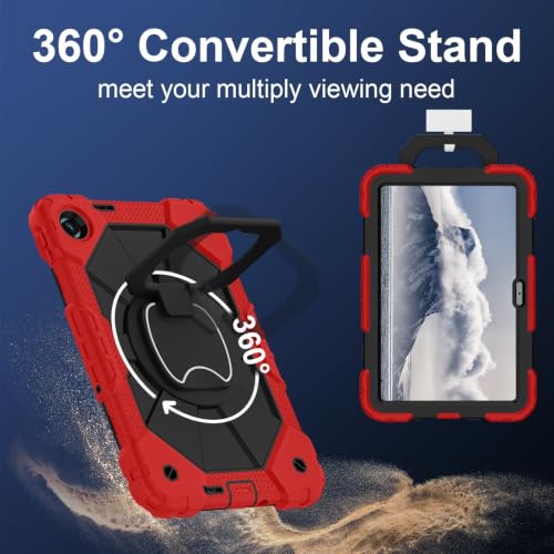 Funda Xiaomi Redmi Pad SE 9.7 con soporte giratorio 360 y triple capa roja 2