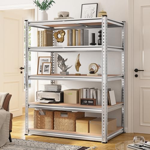 Image of REIBII 2020LBS Garage Shelving Heavy Duty 5 Tier Storage Shelves Adjustable Metal Shelving for Basement, Warehouse, Pantry, Closet, Kitchen, Easy Assembly, 72 inch H x 36 inch W x 16 inch D, Galvanized