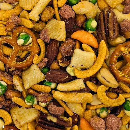 Image of Belmont Peanuts Backyard Party Mix, 18 oz (Pack of 1) | Butter Toffee Peanuts, Wasabi Peas, Cashews, Corn & Rice Sticks, Pecans, Pretzels | Simple Ingredients, No Preservatives, Hand-Seasoned