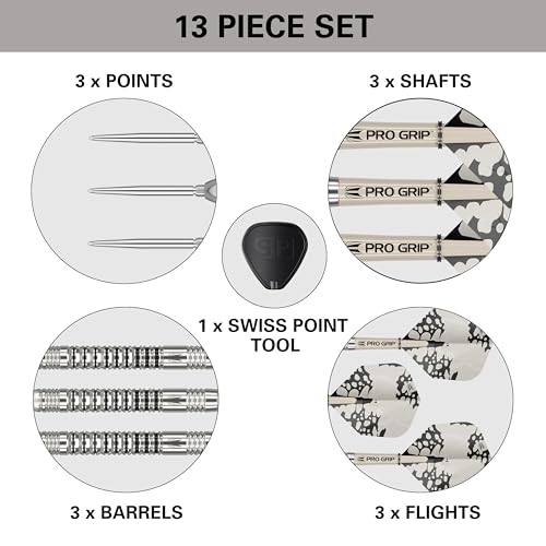 Target Darts Jeu de fléchettes EXO Edition 90% tungstène avec Pointe en Acier – Corps de 21 g SP03 – Jeu de fléchettes Swiss Point avec tiges Pro Grip et ailettes n°6, Outil SP Inclus – vue 5