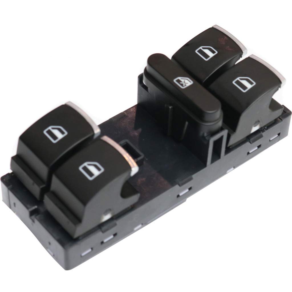 for Volkswagen Tiguan Window Switch 2009-2018 Driver Side | Front | Black and Chrome | 5-Button | 7 Pin Terminals