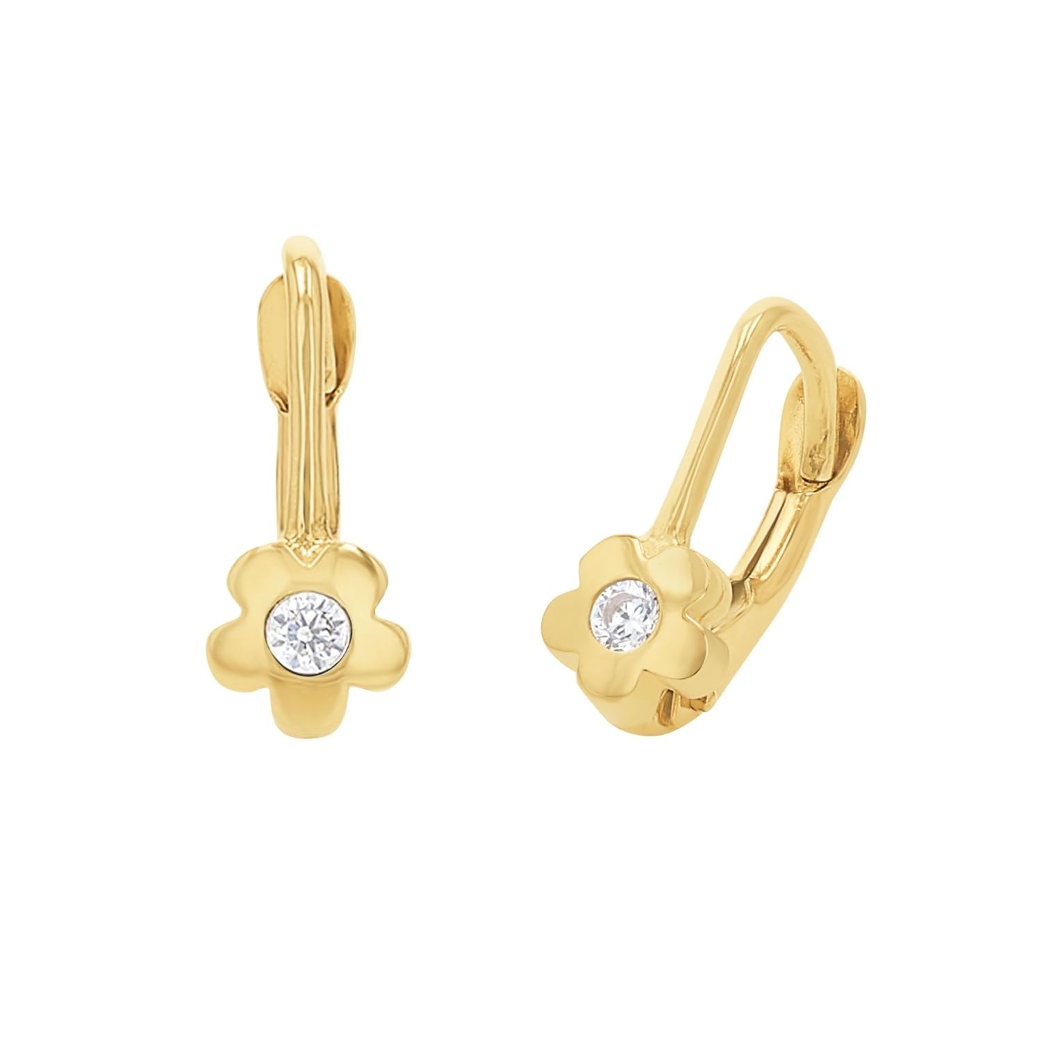 Amor Ohrhänger Mädchen Kinder Ohrschmuck, mit Zirkonia synth., 1,3 cm, Gold, Blume, Kommt in Schmuck Geschenk Box, 2013976