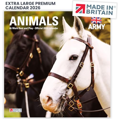 ALLTRADE Calendar 2026 British Army Mascots Horses Gift Dogs Official Large Premium Wall 2026 Calendar UK Holidays MADE IN BRITAIN Carbon Capture by Trees Planted in UK by Woodland Trust Gift