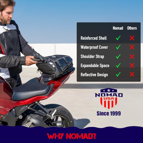 Bolsa de Cola para Motocicleta Nomad USA, Impermeable, Expandible 10-15L, con Correa de Hombro y Cubierta para Lluvia miniatura 6